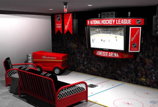 Ice hockey arena man cave