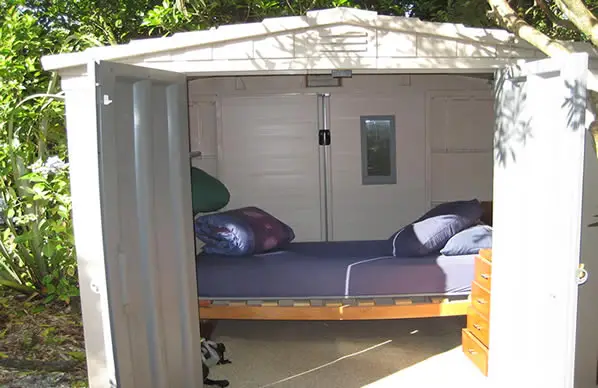 Small she shed bedroom